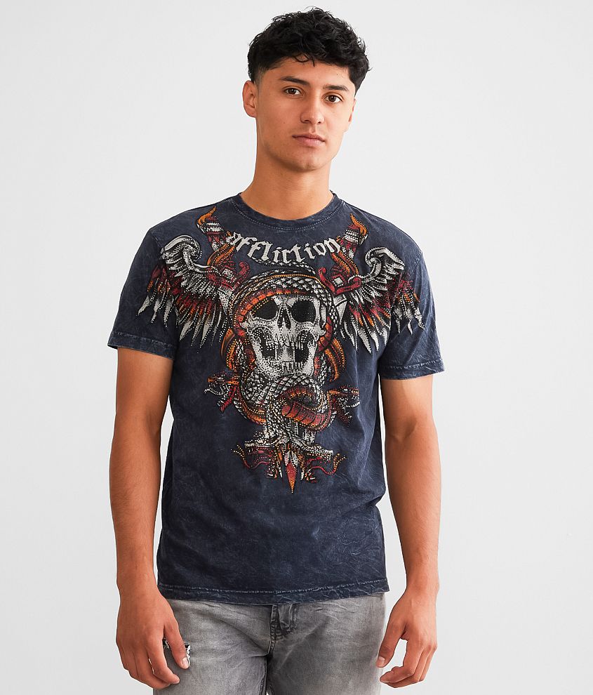 Affliction Poisonous Shadow T-Shirt - Men's T-Shirts in Black Lava Wash ...