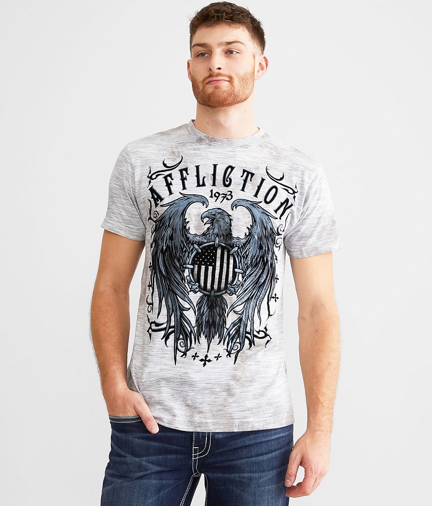 Affliction Iron Pledge T-Shirt - Men's T-Shirts in White Lt Grey Ice ...