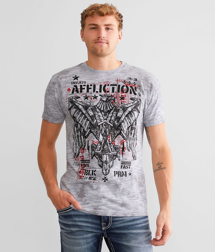 Affliction Stealth Victory T-Shirt - Men's T-Shirts in White Lt Grey ...