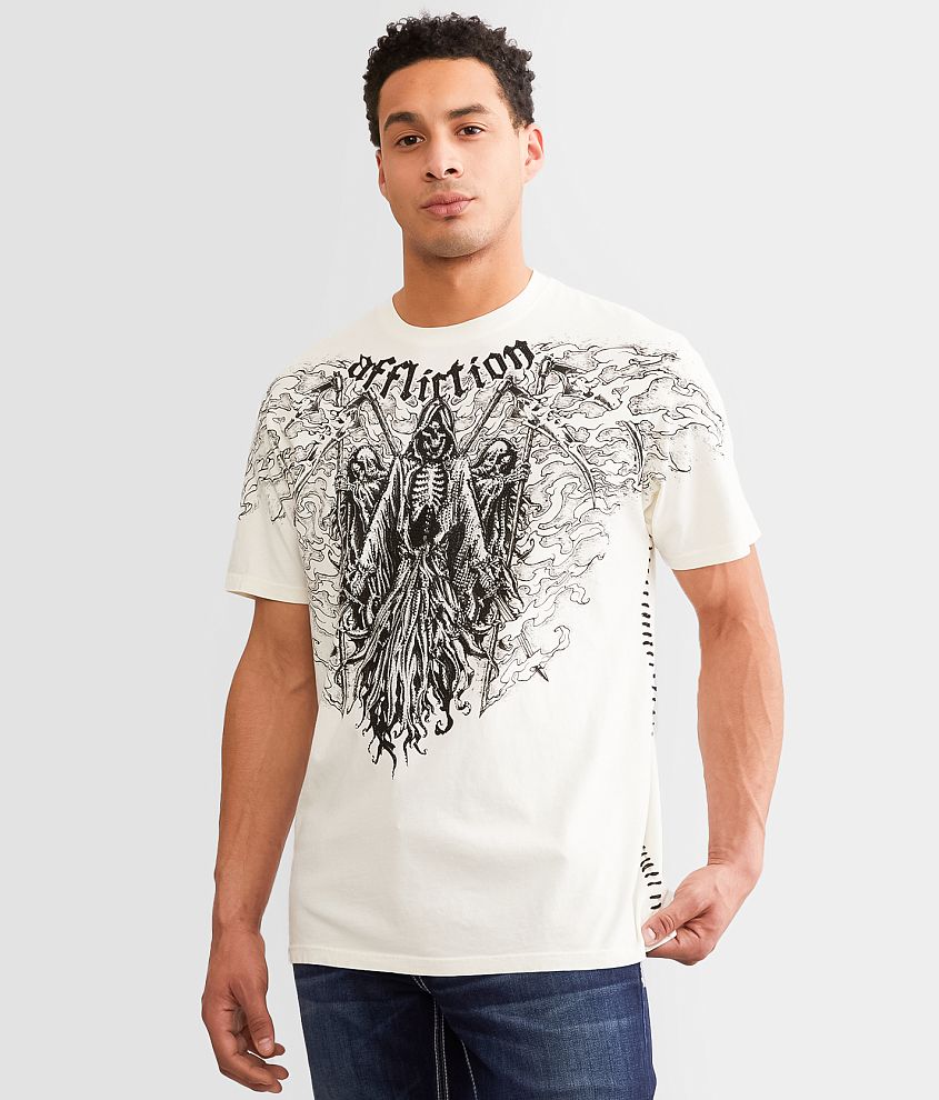 Affliction Dark Summon T-Shirt - Men's T-Shirts in Dirty White | Buckle