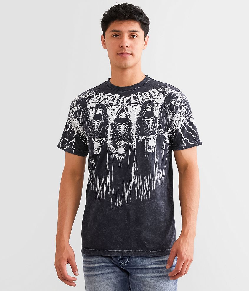 Affliction Shadow T-Shirt - Men's T-Shirts in Black Lava Wash | Buckle