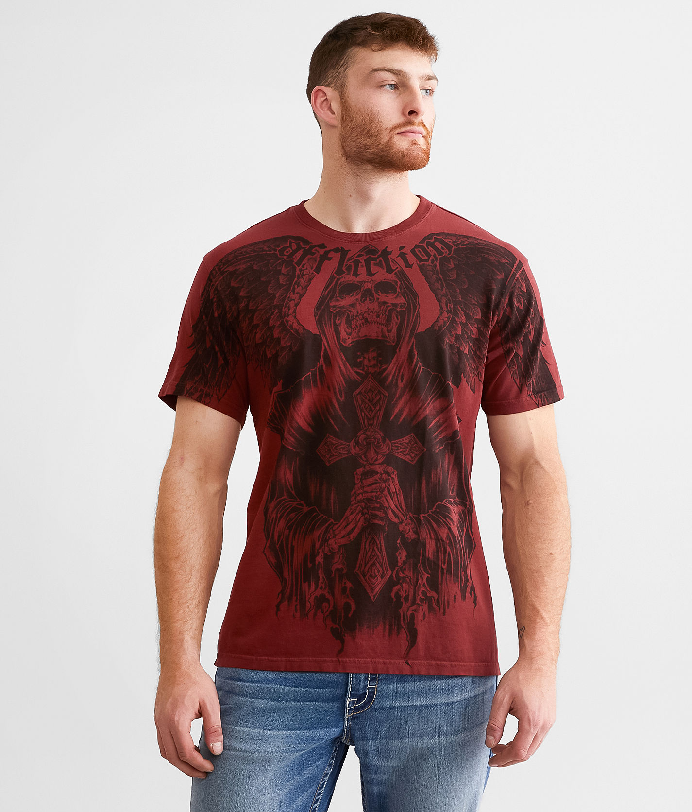 Affliction Darkness T-Shirt - Men's Graphic T-Shirts in Rosewood