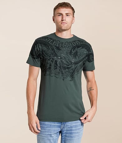 Affliction Flaming Dragon T-Shirt front view