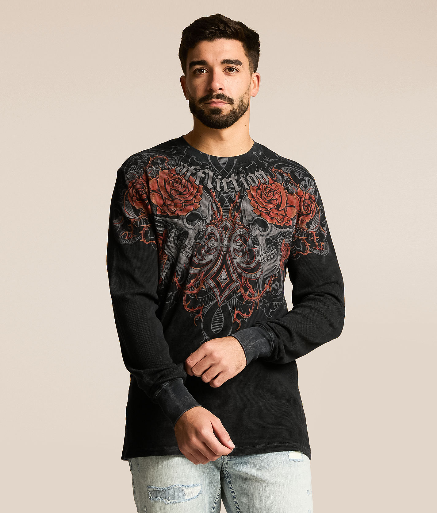 ク*コ様 AFFLICTION 長袖シャツ ブラック レッド　ロンT 長袖 af157c89907c02a3a8f18392f4b448