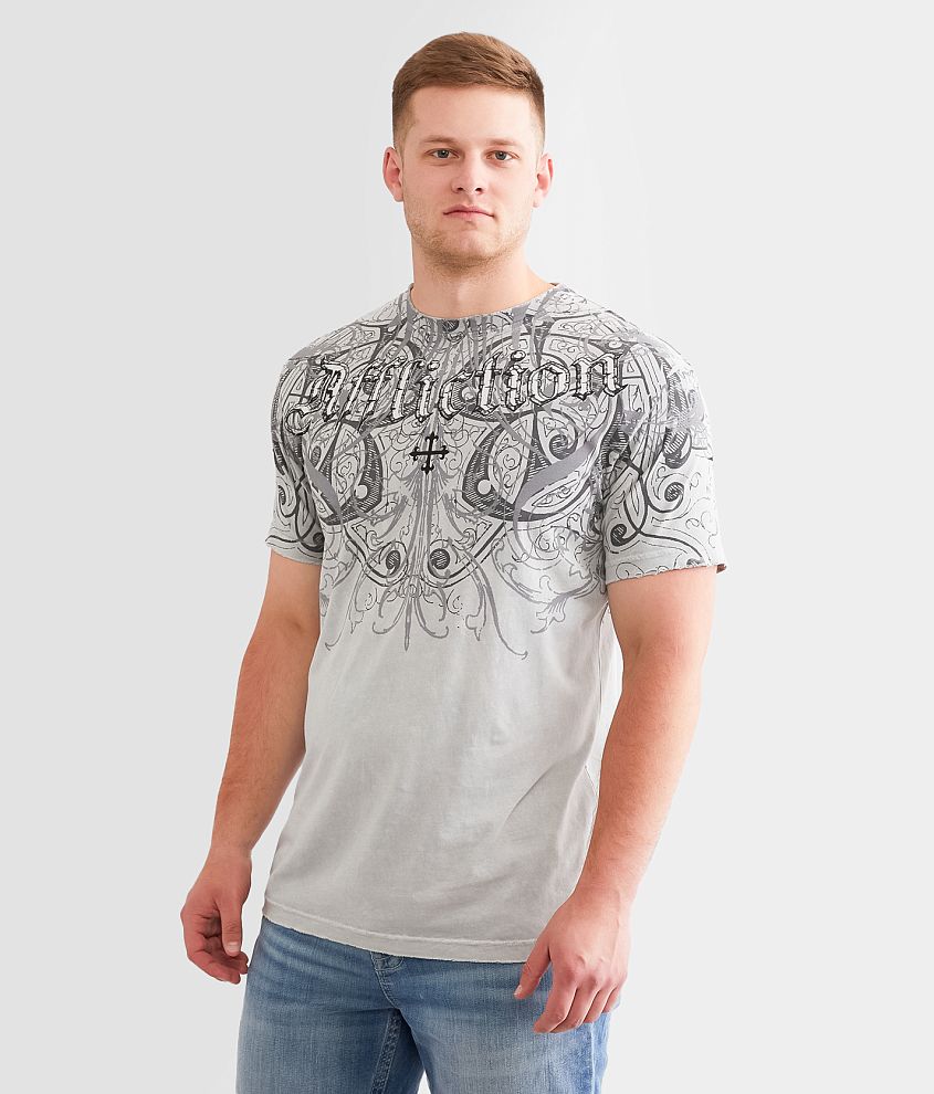 Affliction Cosmic T-Shirt - Men's T-Shirts in Silver Grey Lava Wash ...