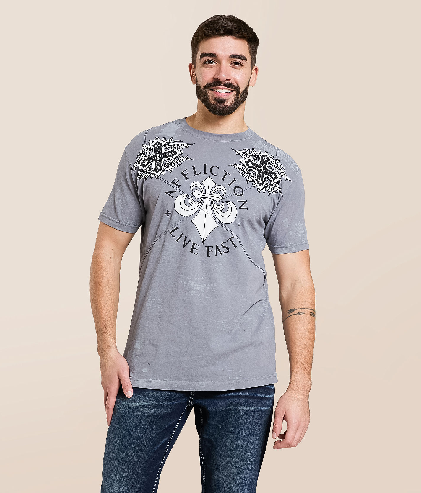 Affliction Advented T-Shirt - Men's Graphic T-Shirts in Silver
