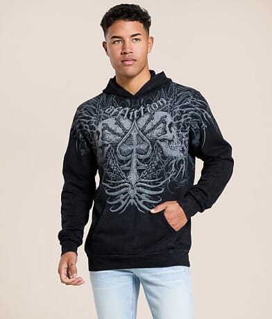 Affliction Charred Martyr Hooded Sweatshirt front view