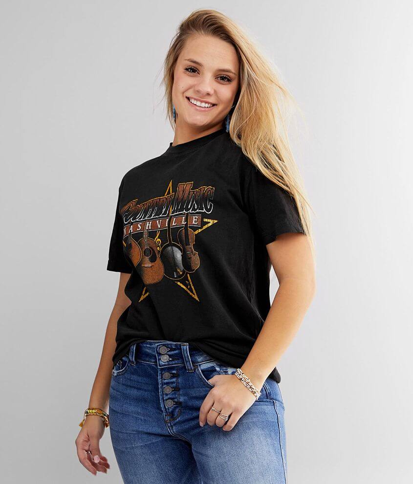 Nashville Music T-Shirt - Women's T-Shirts Vintage Black Pigment Dye | Buckle