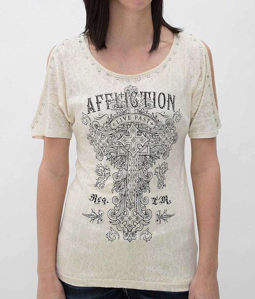 Affliction Olive T-Shirt front view