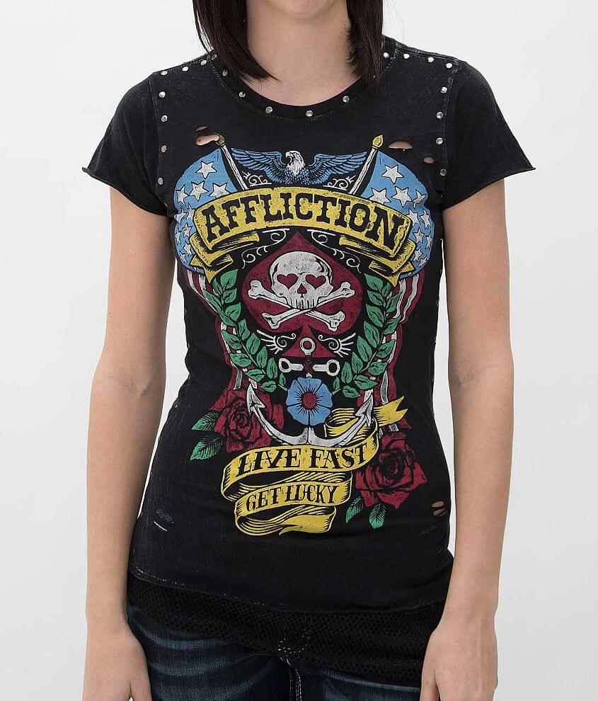 Affliction American Customs Lucky T Shirt Women s T Shirts in