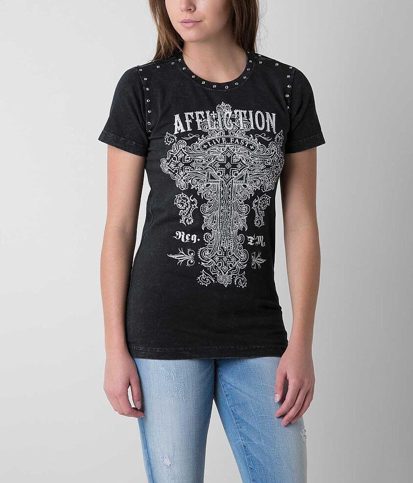 Affliction Olive T-Shirt front view