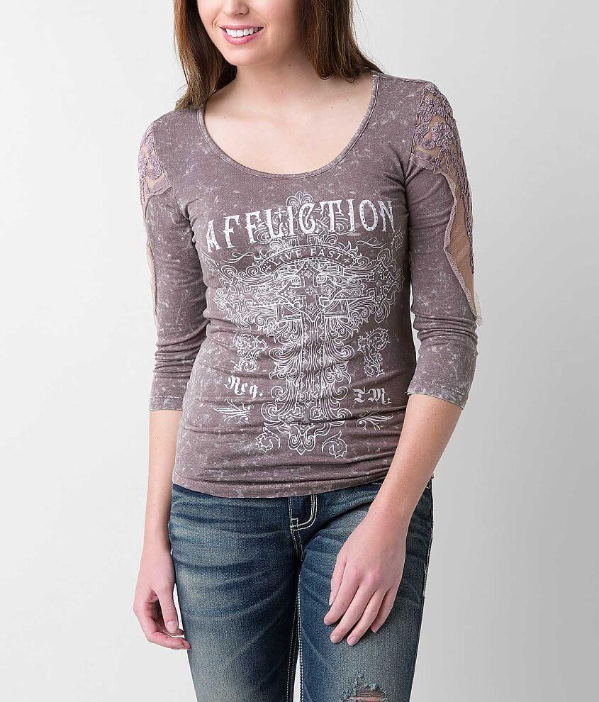 Affliction Olive Top front view