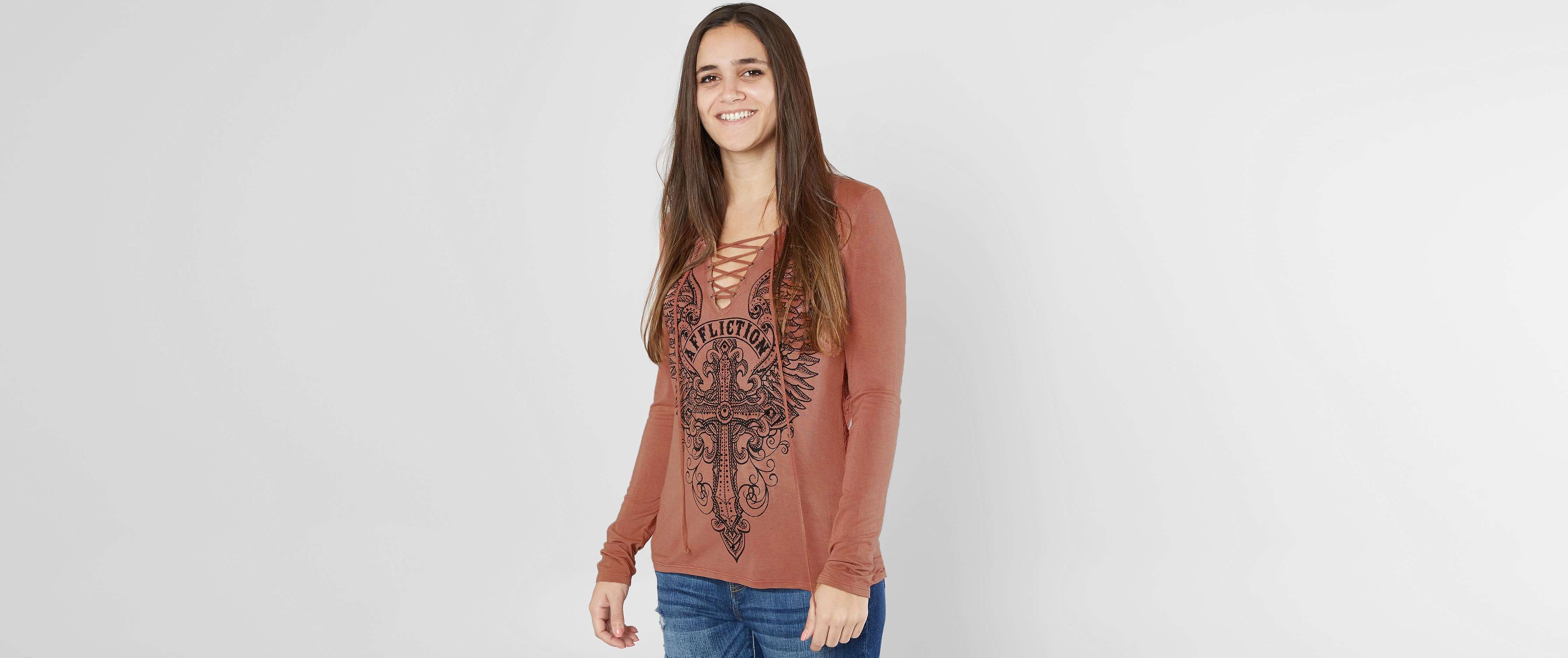 Image of Affliction Amberelle Lace-Up Top