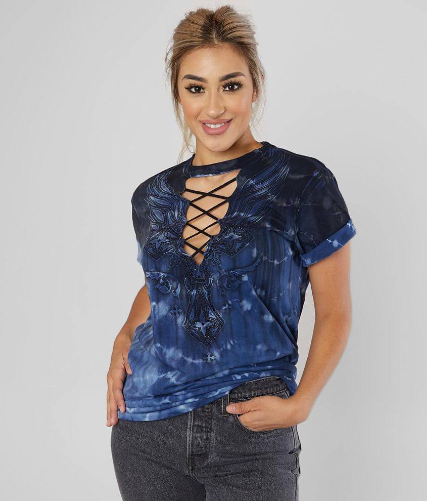 Affliction Rome Strappy Cut-Out T-Shirt front view