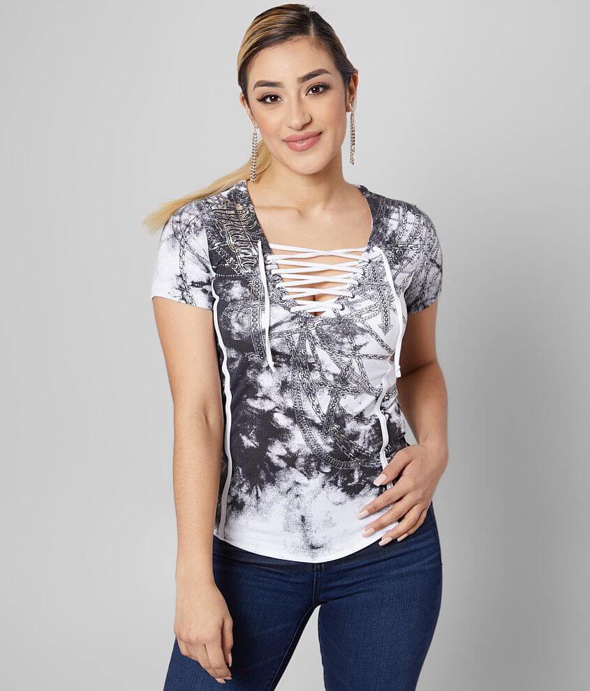 Affliction Bound Lace-Up T-Shirt front view
