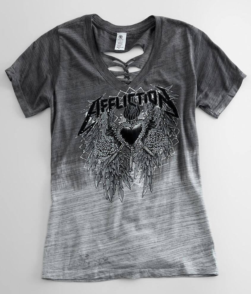Affliction Pieced Heart Tour T-Shirt front view