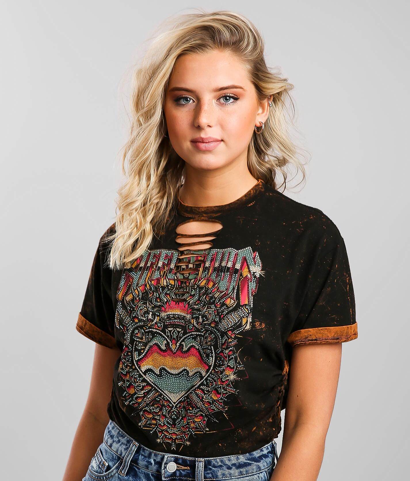 Archaic By Affliction Women's T-shirt Heart Torn Biker Tattoo - Foto 11