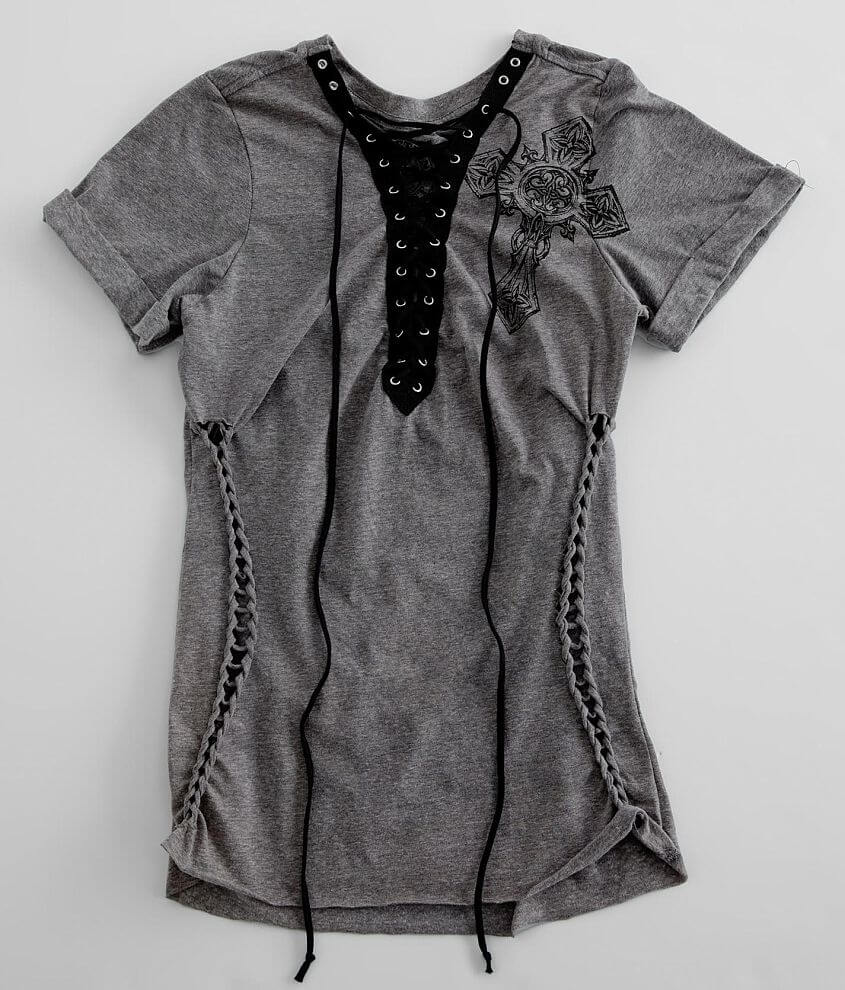 Affliction Spiker Lace-Up T-Shirt front view