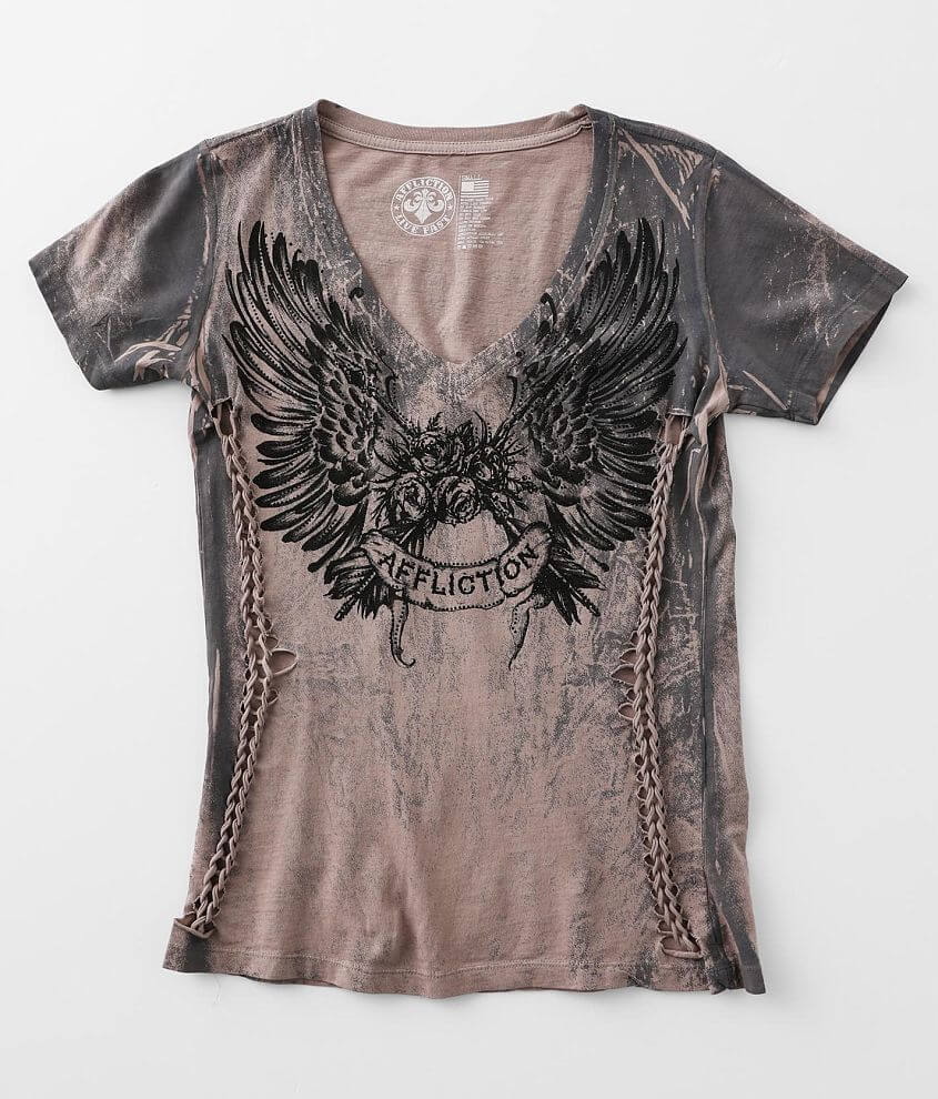 Affliction Rose Feather T-Shirt front view