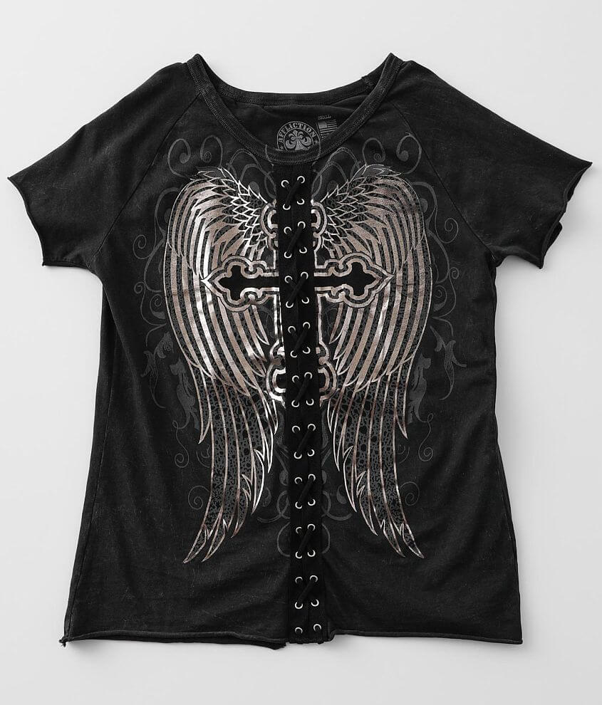 Affliction Mystic Wings T-Shirt - Women's T-Shirts in Black Lava