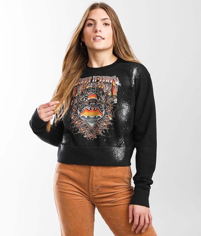 Affliction Chromium Heart Cropped Pullover front view