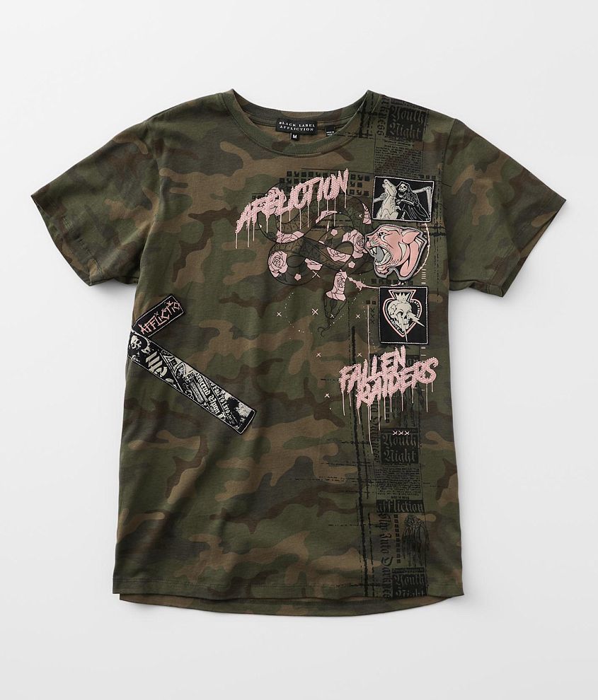 Affliction Fallen Raiders T-Shirt - Women's T-Shirts in Green Camo