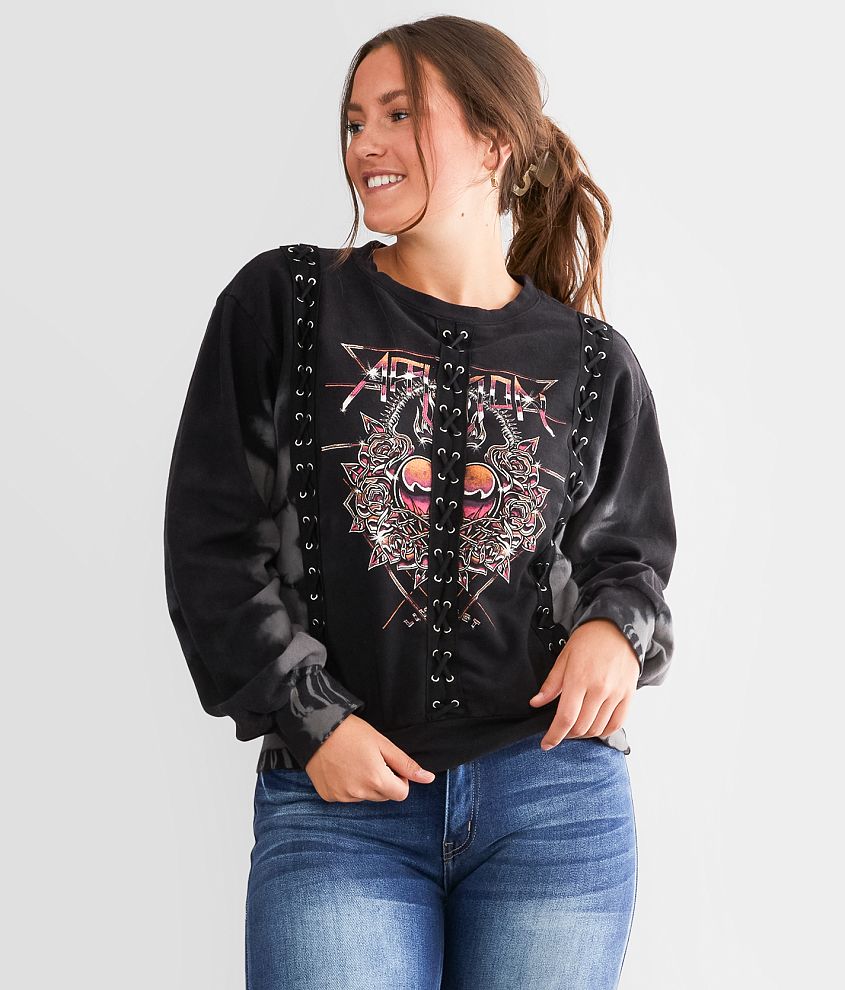 Ed Hardy Sacred Heart Black Crop Zip Hoodie