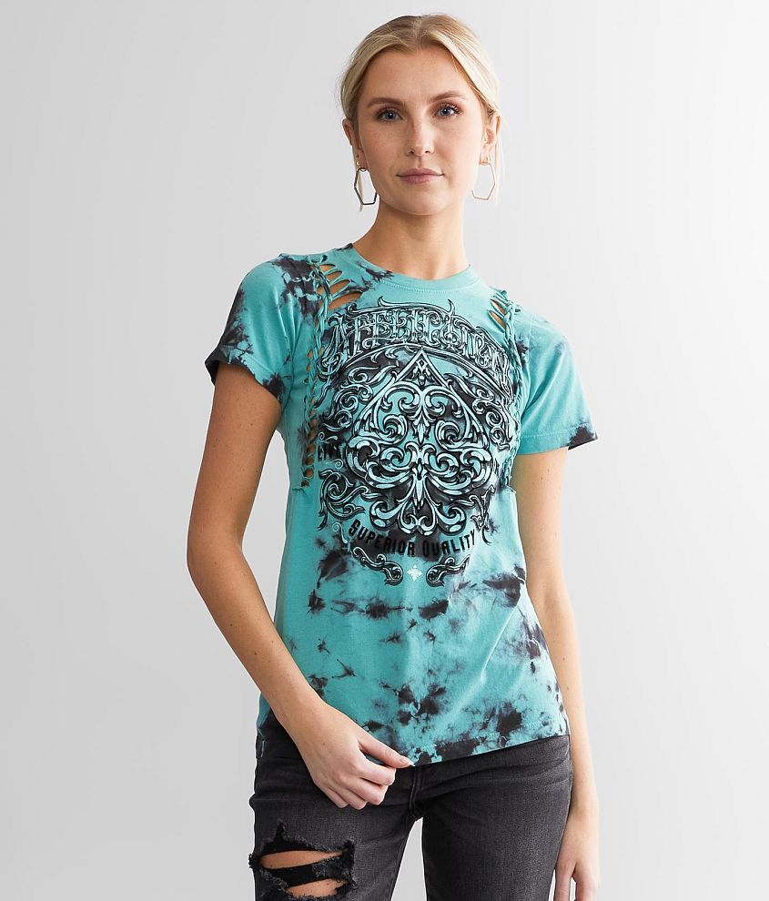 Green/Black Crystal Wash Tie Dye T-shirt