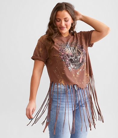 Affliction Alley Wreck Fringe T-Shirt front view