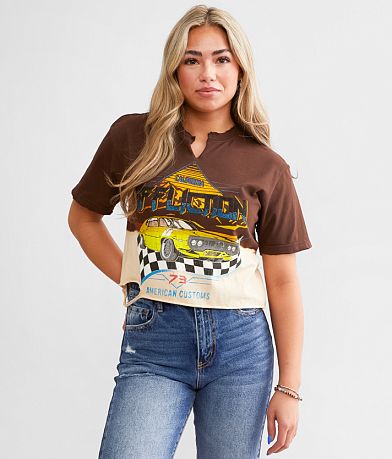 Affliction American Customs Speedster Cropped T-Shirt front view