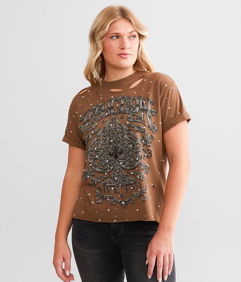 Affliction Polaris T-Shirt - Women's T-Shirts in Coffee Liqueur | Buckle