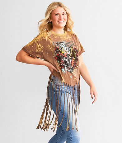 Affliction Alley Wreck Fringe T-Shirt front view