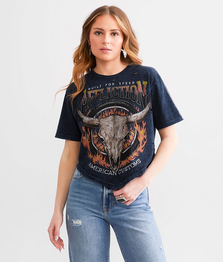 Affliction American Customs Midwest Run Cropped T-Shirt