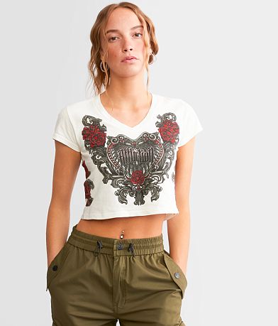 Affliction Florelica Cropped T-Shirt front view