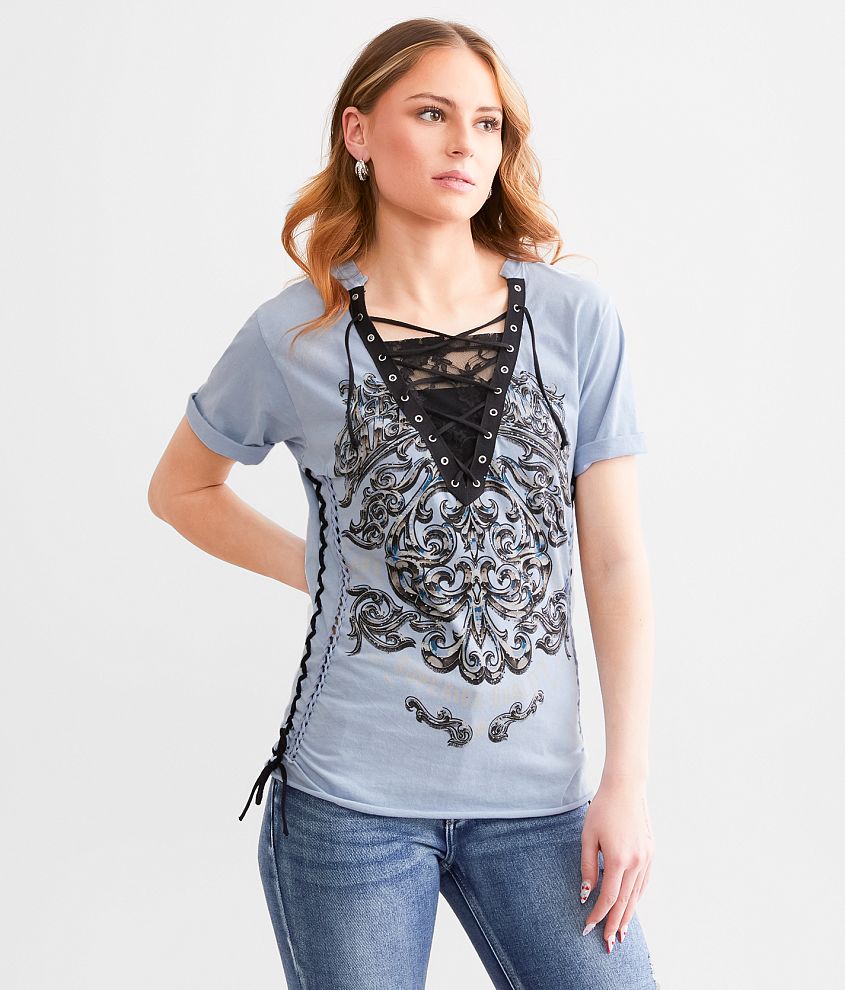 Affliction Feint Illusion T-Shirt - Women's T-Shirts in Ashley