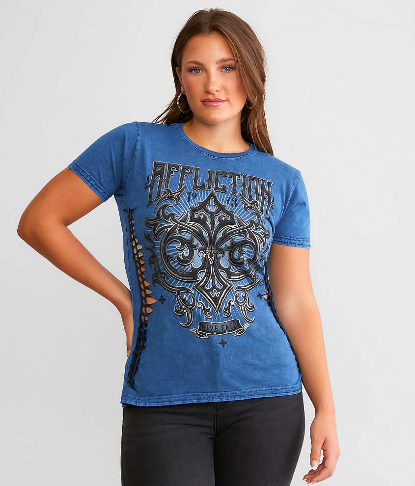 Affliction Fate Obscure T-Shirt - Women's T-Shirts in Cobalt Black Lava ...