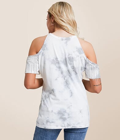 Affliction Versailles Rhinestone Fringe T-Shirt back view