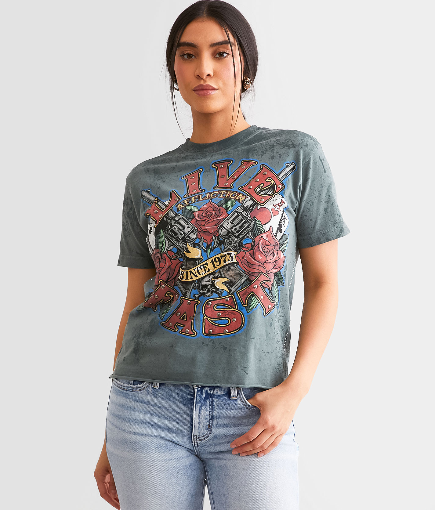 Affliction T-Shirt Short Sleeve Live Fast 1973 World Tour