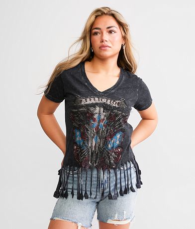Affliction Little Bighorn Fringe T-Shirt front view