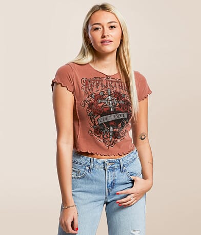 Affliction Stainglass Baby Cropped T-Shirt front view