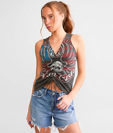Affliction Ring Of Fire Cinch Tie Tank Top front view