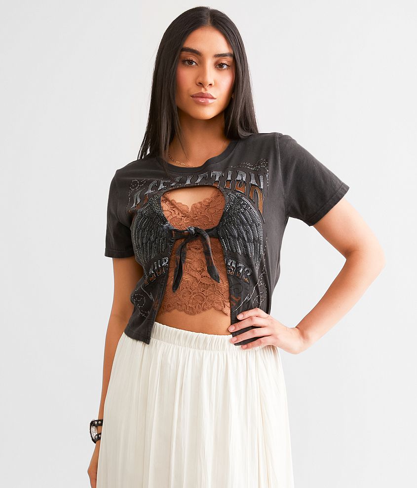 Affliction American Customs Rambling Rose Cropped T-Shirt