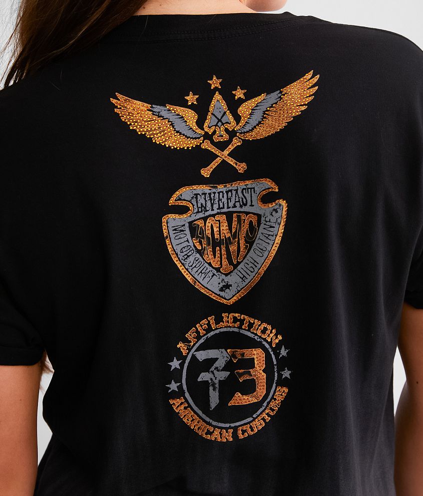 American Customs Grease Stain Fringe T-Shirt