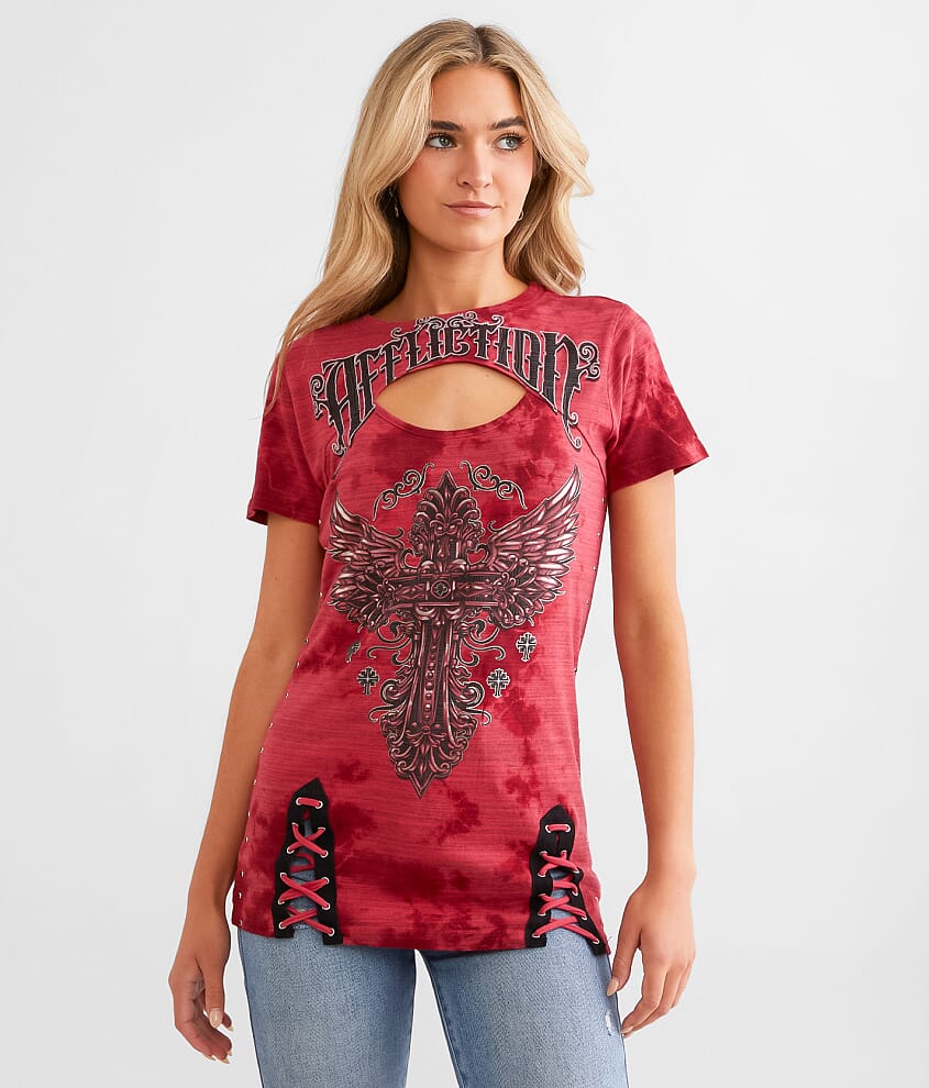 Affliction Prophecy Lace-Up T-Shirt front view