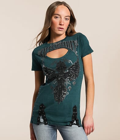 Affliction Prophecy Lace-Up T-Shirt front view