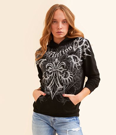 Affliction Skeleton Hooded Sweatshirt front view