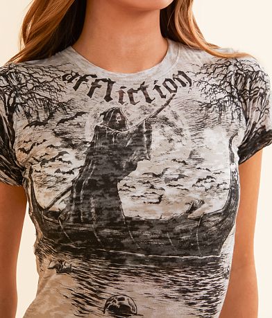 Affliction River Styx Burnout T-Shirt - Women's T-Shirts in Tan Burnout ...