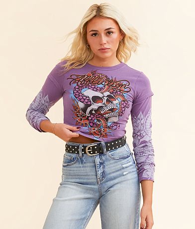 Affliction Velvet Sky Cropped T-Shirt front view