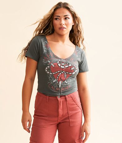 Affliction Shrike Cropped T-Shirt full right side view