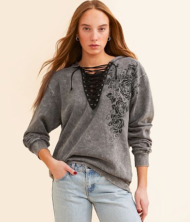 Affliction Secret Garden Hooded Sweatshirt front view